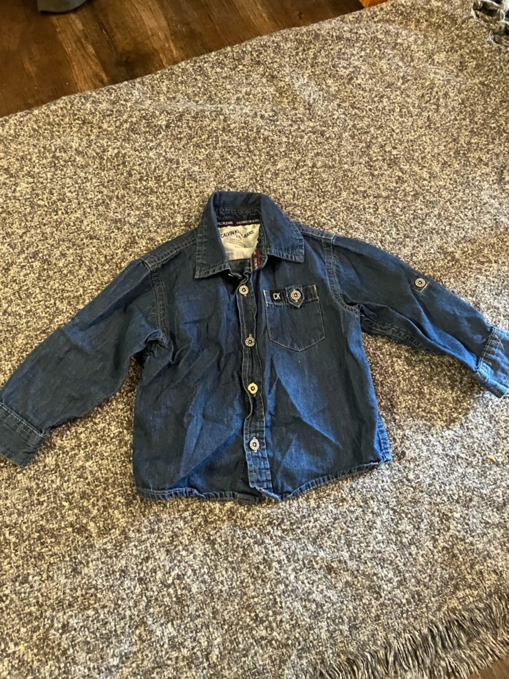 Calvin Klein Kids Navy Blue Denim Button-Down Shirt